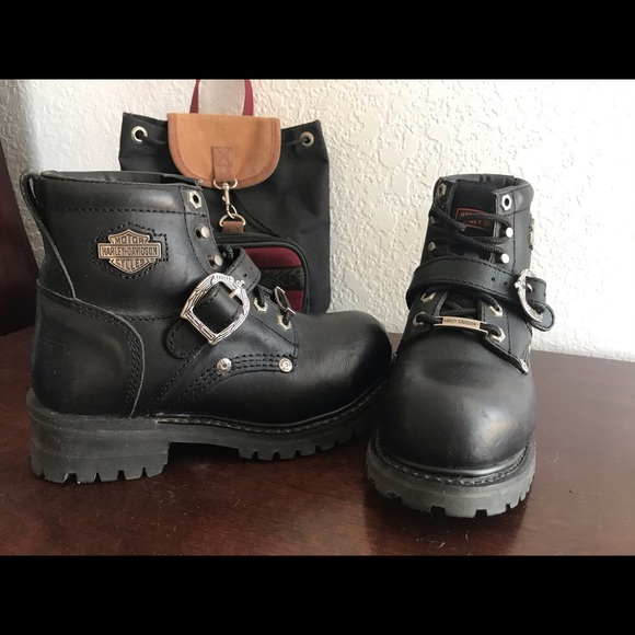 Black leather Harley boots - Picture 4 of 8